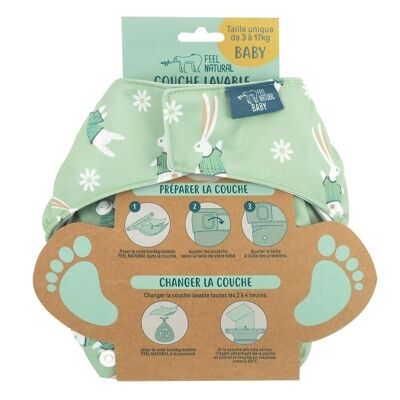 Cloth diaper with sewn-in absorbent insert
 Louise - Rabbit