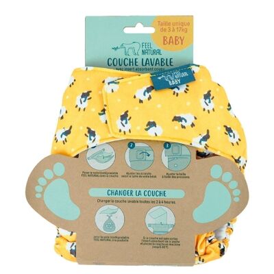 Cloth diaper with sewn-in absorbent insert
 Gustave - Sheep