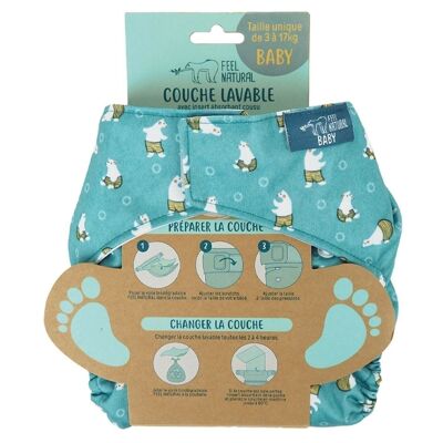 Couche lavable avec insert absorbant cousu
 Olaf - Ours