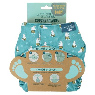 Pañal de tela con inserto absorbente cosido
Olaf - Oso