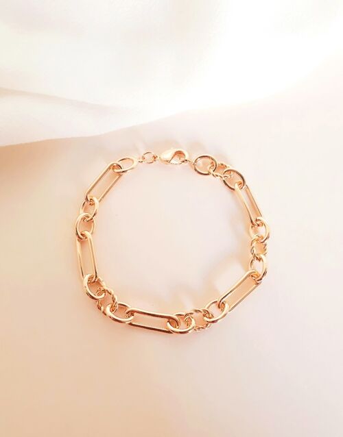 Bracelet en plaqué or à maillons rectangles et ovales