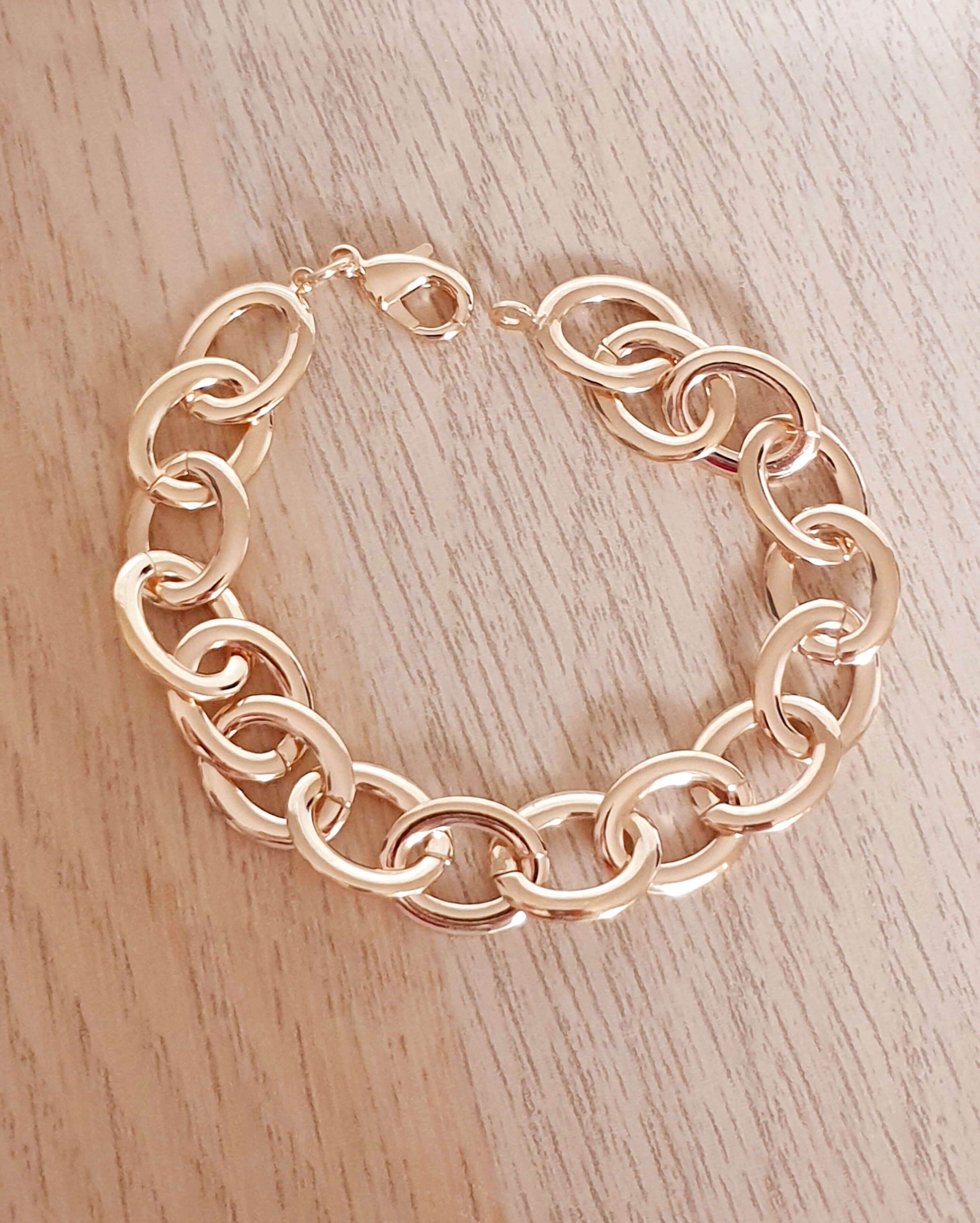 Bracciale placcato oro con maglie ovali grandi