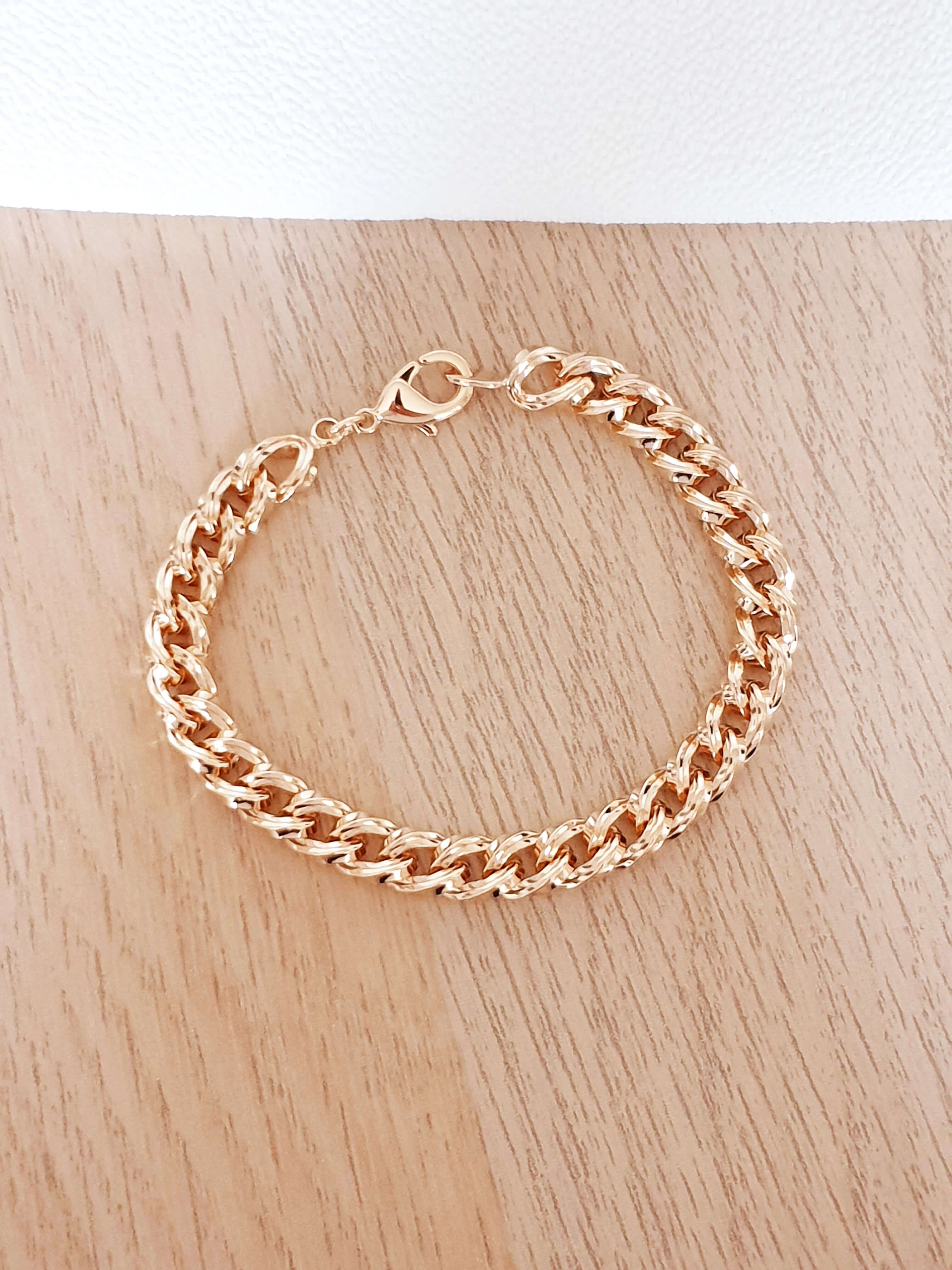 Bracciale a catena a maglie larghe placcate oro