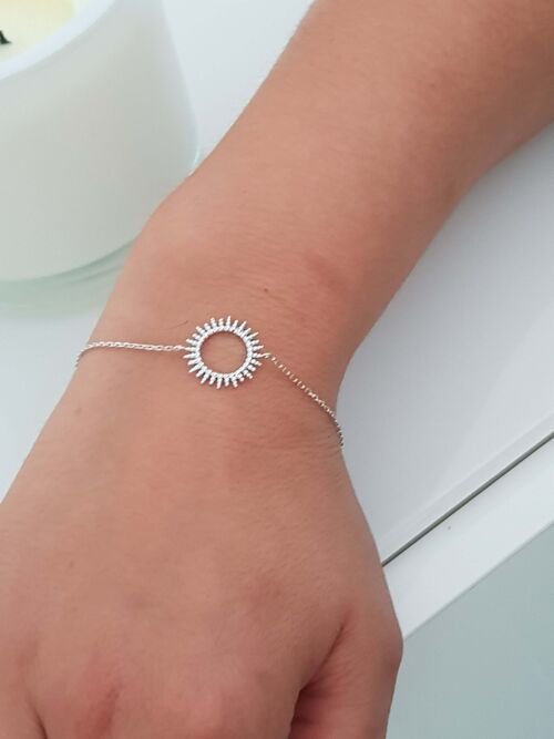 Bracelet en argent 925/1000 rhodié avec motif "soleil"