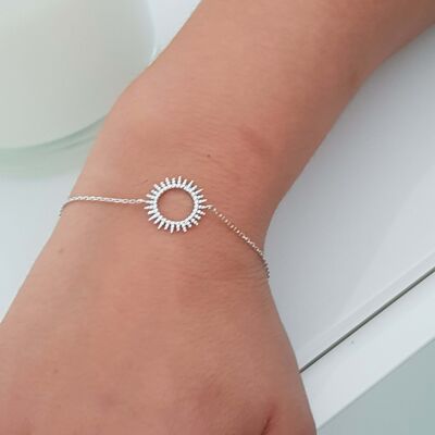 Bracelet en argent 925/1000 rhodié avec motif "soleil"