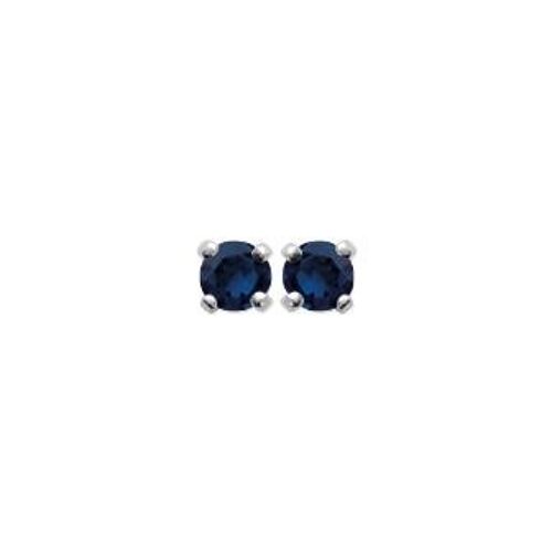 Boucles d'oreilles en argent 925/1000 rhodié avec oxyde de zirconium couleur bleu saphir 4 griffes