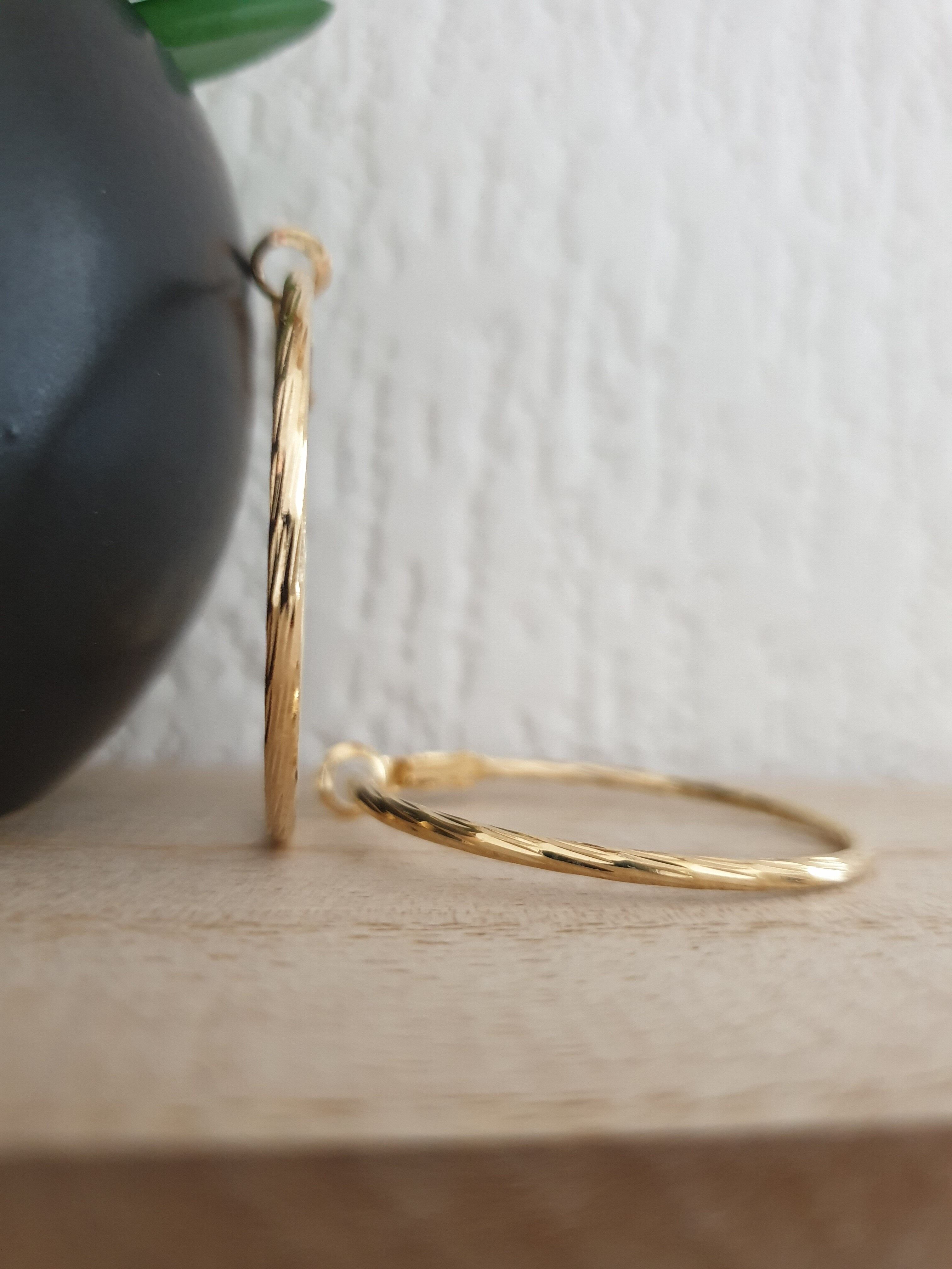 Orecchini cesellati placcati oro, diametro 40 cm