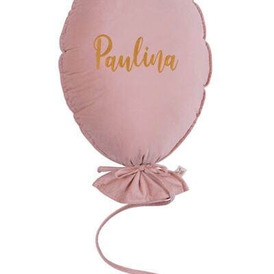 ALMOHADA GLOBO DELUX ROSA NATURAL PERSONALIZADA ORO