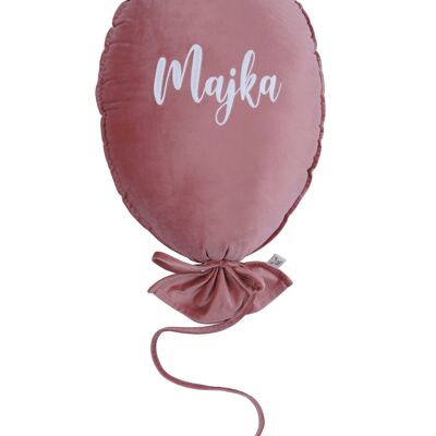 CUSCINO A PALLONCINO DELUX BLUSH ROSE PERSONALIZZATO ECRU