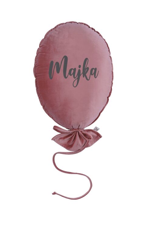 BALLOON PILLOW DELUX BLUSH ROSE PERSONALIZED GRAPHITE