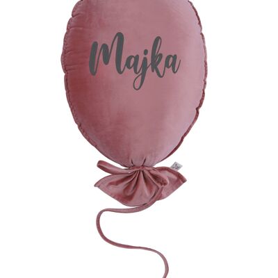 BALLOON PILLOW DELUX BLUSH ROSE PERSONALIZED GRAPHITE