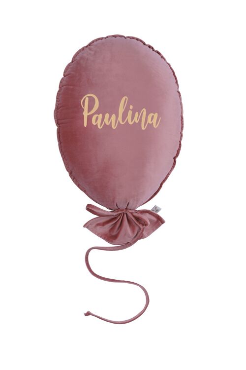 BALLOON PILLOW DELUX BLUSH ROSE PERSONALIZED LIGHT GOLD