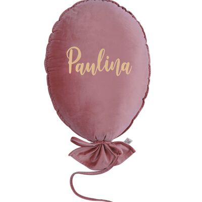 BALLOON PILLOW DELUX BLUSH ROSE PERSONALIZED LIGHT GOLD