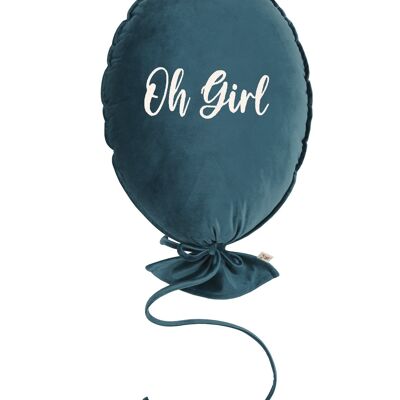 BALLOON PILLOW DELUX  CRYSTAL TEAL OH GIRL ECRU