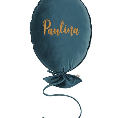 CUSCINO A PALLONCINO DELUX CRISTALLO TEAL PERSONALIZZATO ORO