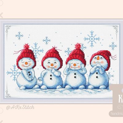 4 Little Snowmen Cross Stitch Kit