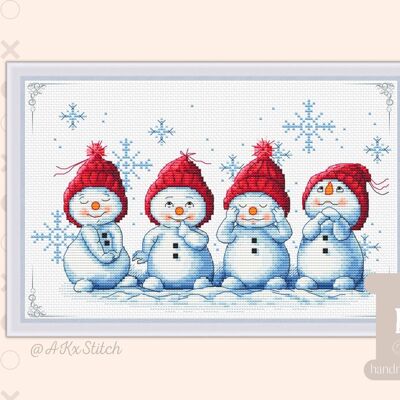 4 Little Snowmen Cross Stitch Kit