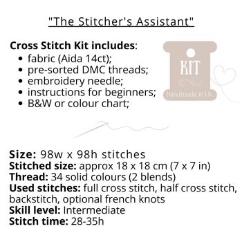 Kit de point de croix "The Stitcher's Assistant" chat 4