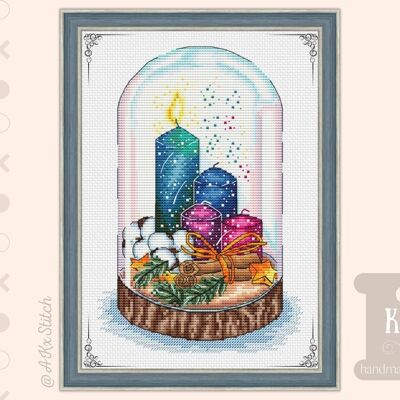 Christmas Candles Jar Cross Stitch Kit