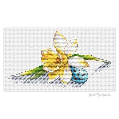 Mini kit de punto de cruz de Pascua con narcisos