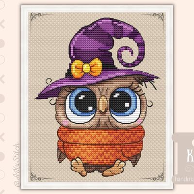 Kit de point de croix Halloween hibou