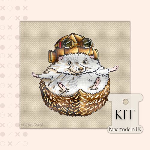 Hedgehog “Little Pilot“ Cross Stitch Kit