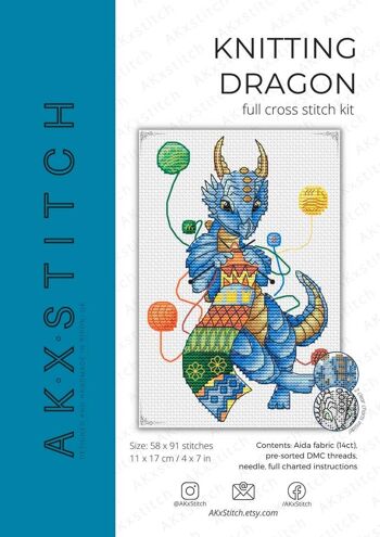 Kit de point de croix Dragon à tricoter 3