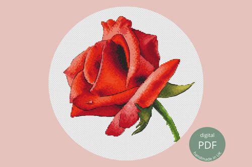 Red Rose Cross Stitch Kit