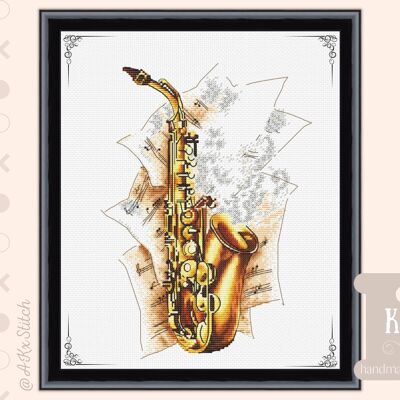Saxophon-Kreuzstich-Kit