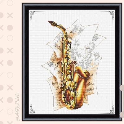 Saxophon-Kreuzstich-Kit