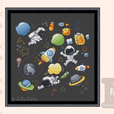 Weltraum-Abenteuer-Kreuzstich-Kit