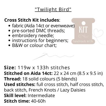 Twilight Fantasy Bird Kit de point de croix 3