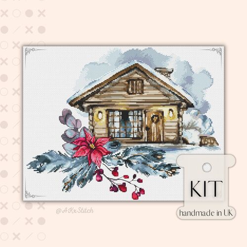 Winter Cabin Cross Stitch kit