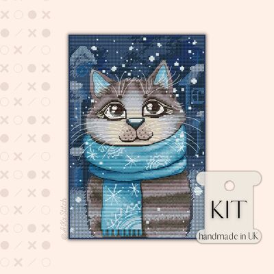 Winterträume Katze Kreuzstich-Kit