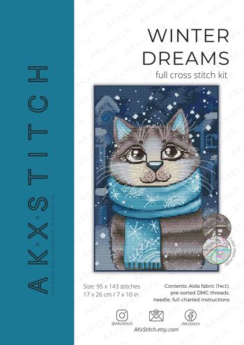 Kit de point de croix de chat de rêves d'hiver 2