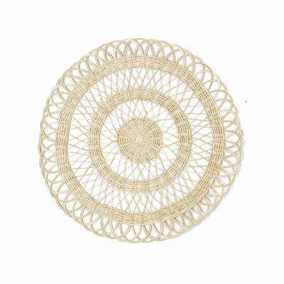 Placemat rond rotan beige