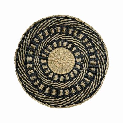 Placemat rond zeegras zwart naturel