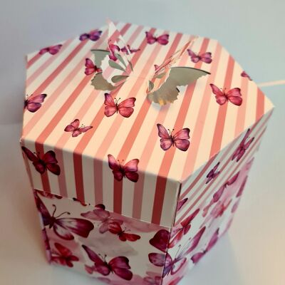 Pop-Up-Überraschungsbox mit explodierender Schmetterlingsmuschel
