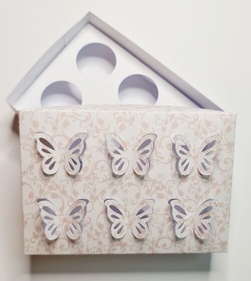 6 x 1oz Lidded Pot Gift Box - Butterfly Navy & Blush