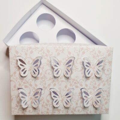 Boîte cadeau 6 x 1 oz avec couvercle - Butterfly Navy & Blush