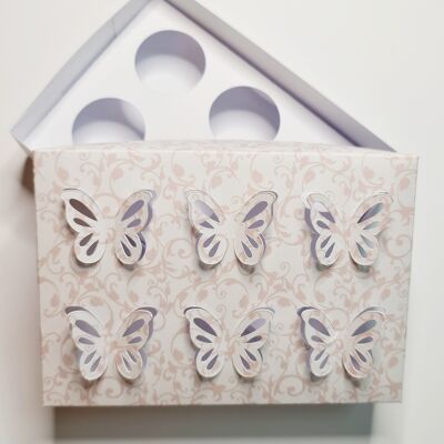 6 x 1oz Lidded Pot Gift Box - Butterfly Plain White