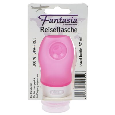 Silicone bottle for 37 ml content, pink, with suction cup