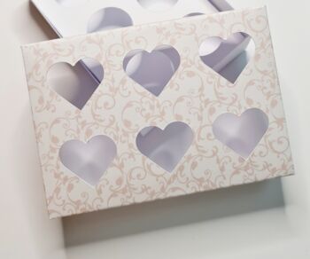 Boîte cadeau 6 x 1 oz avec couvercle - Flocon de neige Saint Valentin Pink Heart's 4