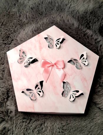 Boîte-cadeau hexagonale de 5 pots de 2 oz - Papillon floral noir et blanc 2