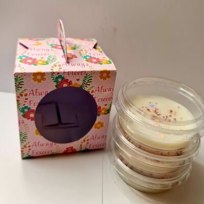 Gift Box for 3 x 2oz Deli Pots - Coral & Grey Mum