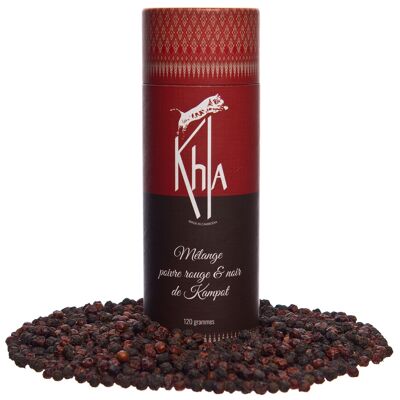 Mélange poivre rouge & noir de Kampot IGP - Tube 120 g