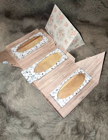 Boîte cadeau en forme de Toblerone pour 3 x 5 ou 10 Cell Snap bars - Fleur pop-up bleue et blush 4