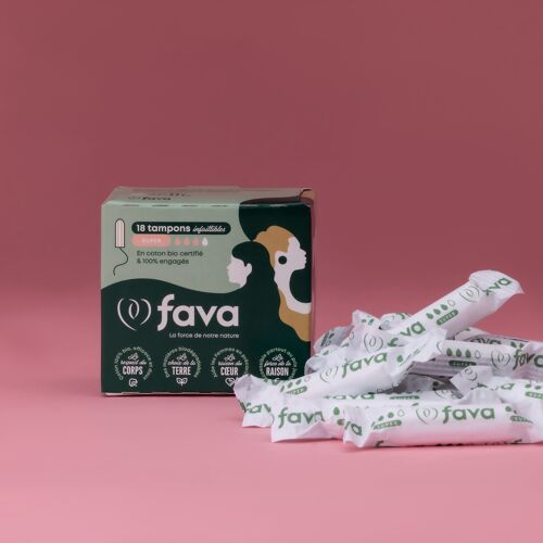 Tampons en COTON BIO sans applicateur - flux super