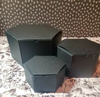 Trio Stack Hexagon Boxes - Noir & Blanc Floral Rose Pastel Love Pinks 2