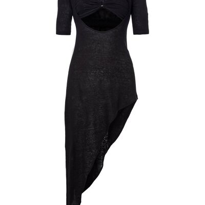ALMERIA black linen jersey dress - Black